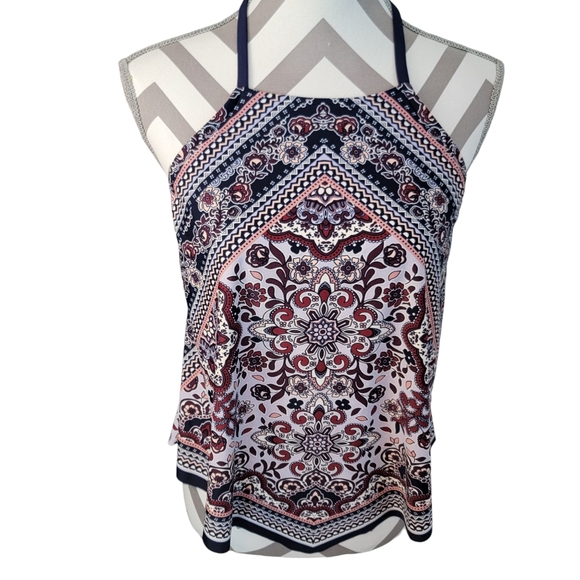 Kona Sol Bandana Tie Mandala Swim Top Halterneck Sz L Y2K Style Biker Chick - Picture 7 of 9